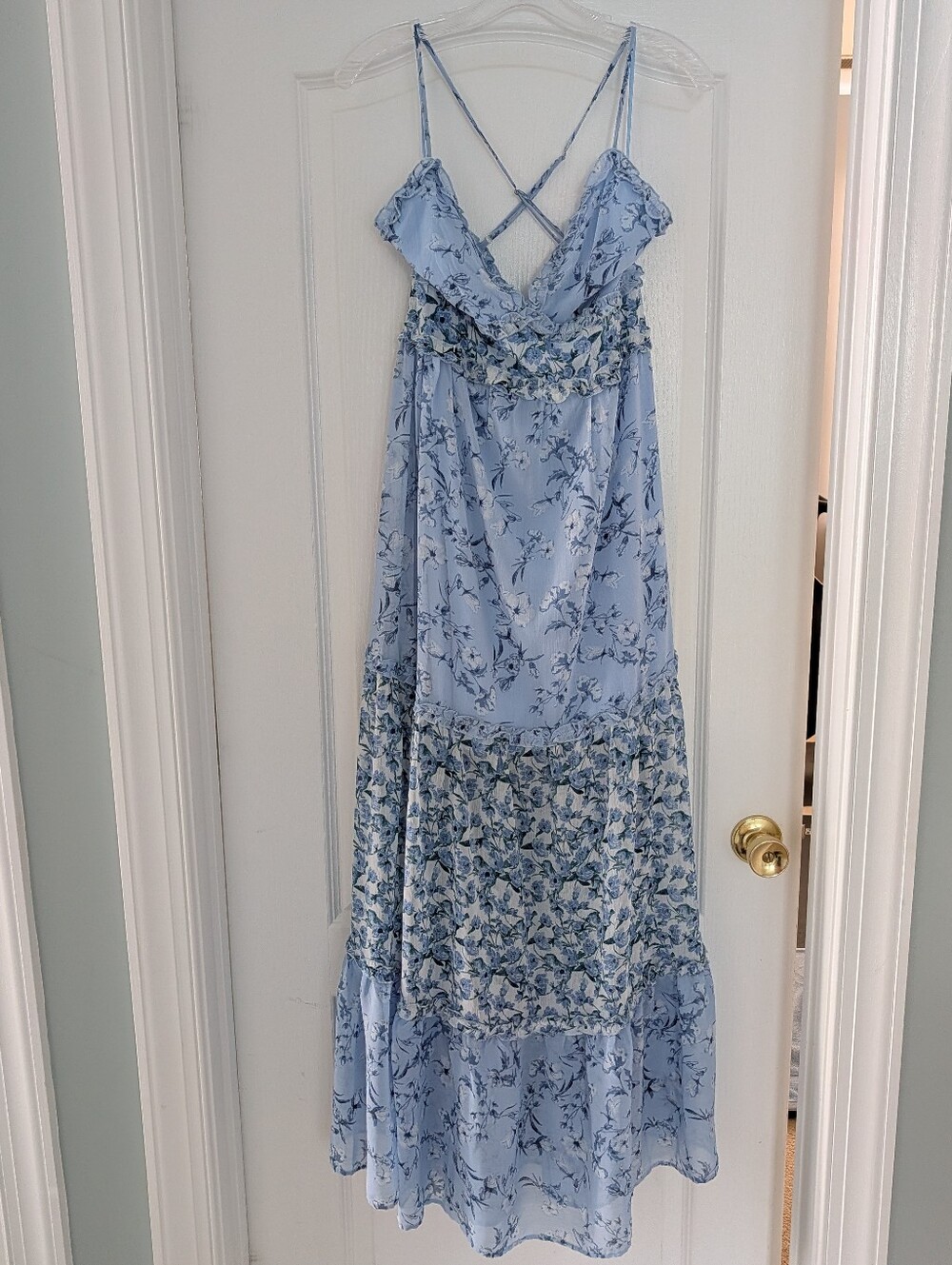 Altar'd State Light Blue Floral Maxi Dress - Sleeveless Spaghetti Strap